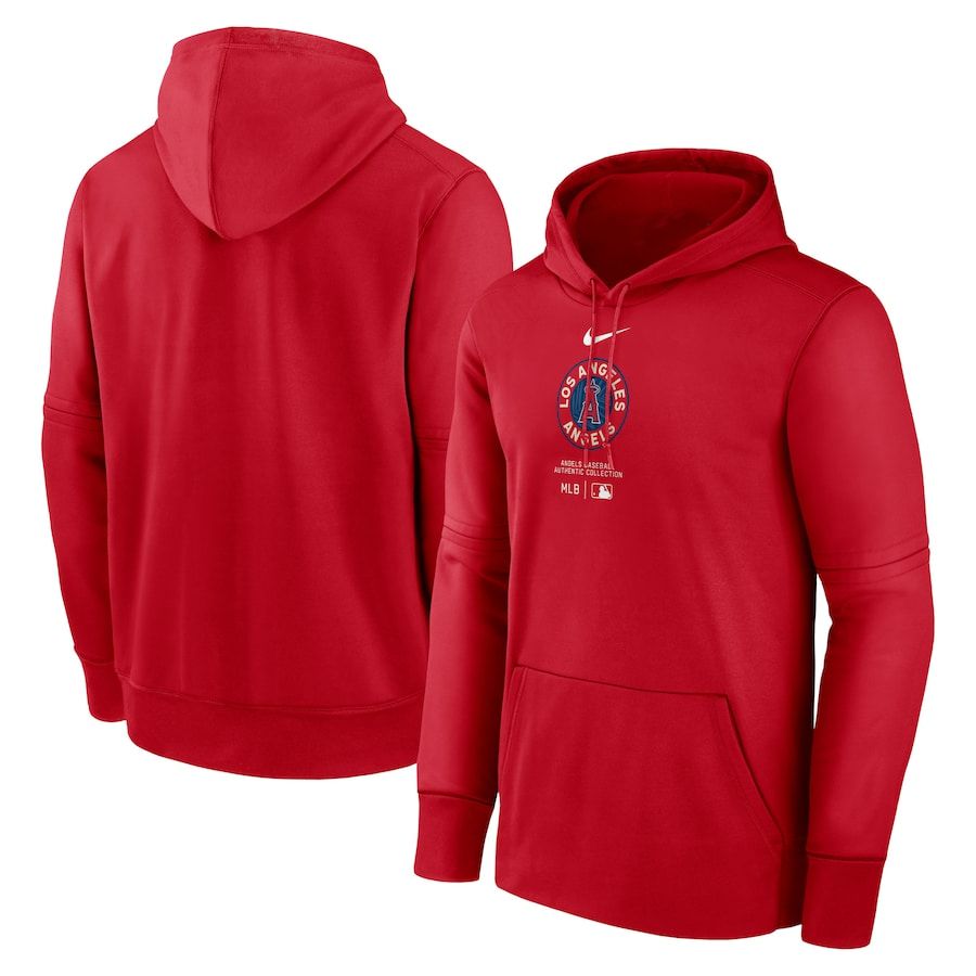 Men 2025 MLB Los Angeles Angels Red Nike hoodie style 2